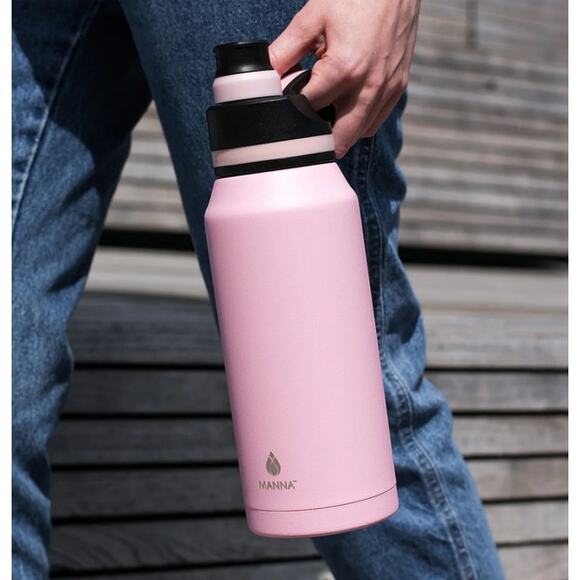 Manna Jumbo 32 oz Pink Outdoor Double Wall Insulatd Stainless Steel Water Bottle - Picture 1 of 11